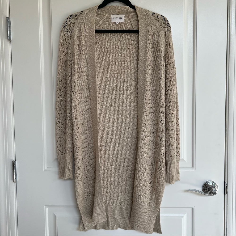 Olive & Oak Lightweight Open-Front Long-Sleeve Knit Cardigan